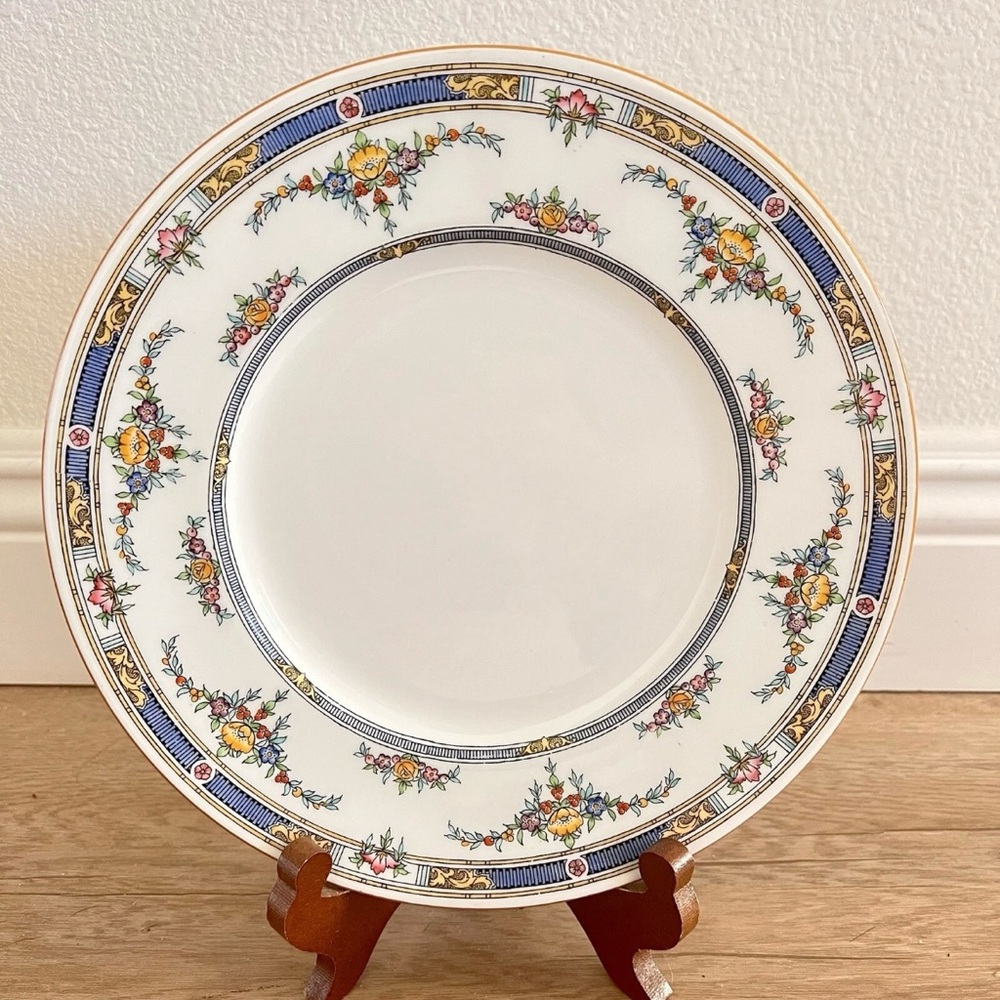 Antique 1924 Mintons England Princess‎ Yellow Flower Bone China Dinner Plate 10"
